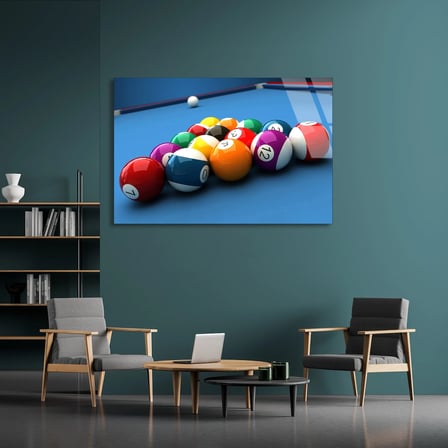 Bilardo Topları Cam Tablo 50x35 cm