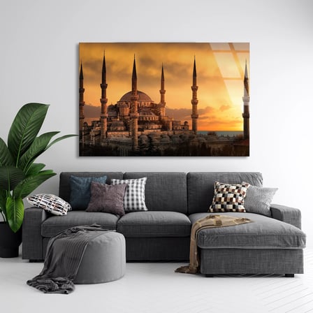 Cami Gün Batımı Cam Tablo 50x35 cm