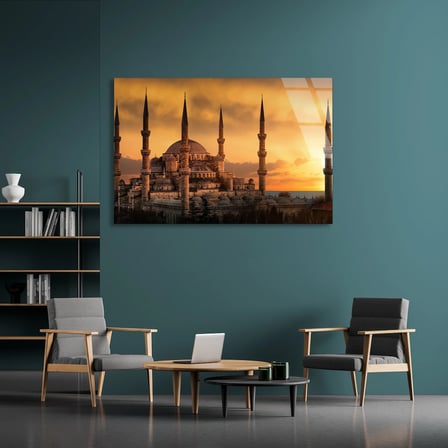 Cami Gün Batımı Cam Tablo 50x35 cm
