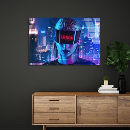 Siberpunk Kadın Cam Tablo 50x35 cm