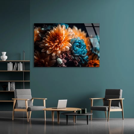 Çiçek Buketi Cam Tablo 50x35 cm