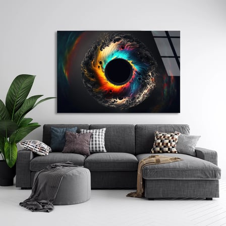 Kara Delik Cam Tablo 125x80 cm