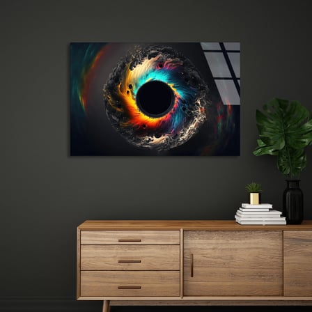 Kara Delik Cam Tablo 125x80 cm