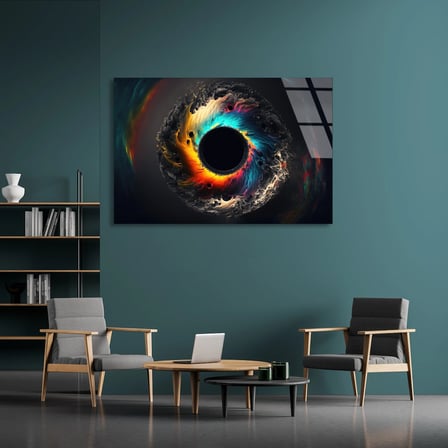 Kara Delik Cam Tablo 125x80 cm