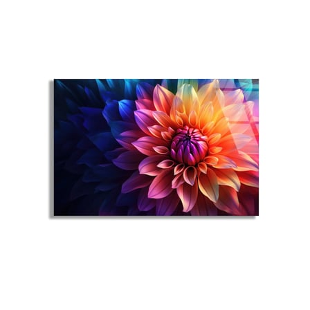 Renkli Yıldız Çiçeği Cam Tablo 50x35 cm