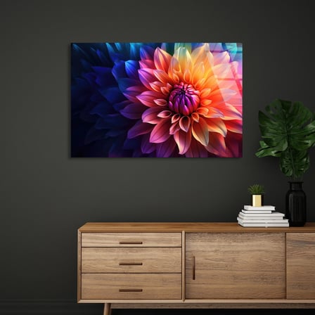 Renkli Yıldız Çiçeği Cam Tablo 50x35 cm