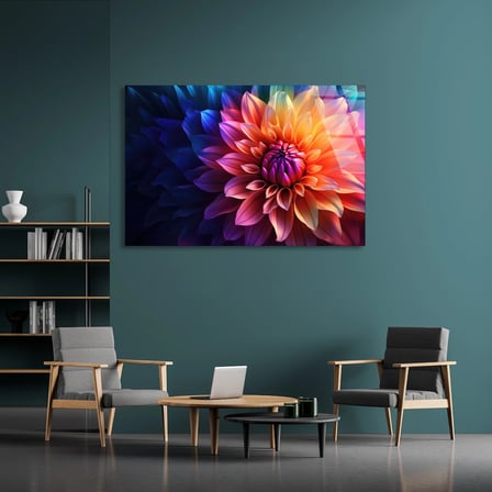 Renkli Yıldız Çiçeği Cam Tablo 50x35 cm