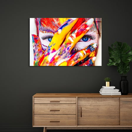 Renkli Yüz Boyası Cam Tablo 90x60 cm