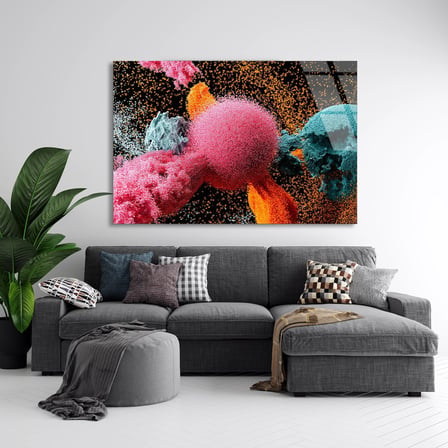 Renkli Toz Patlaması Cam Tablo 125x80 cm