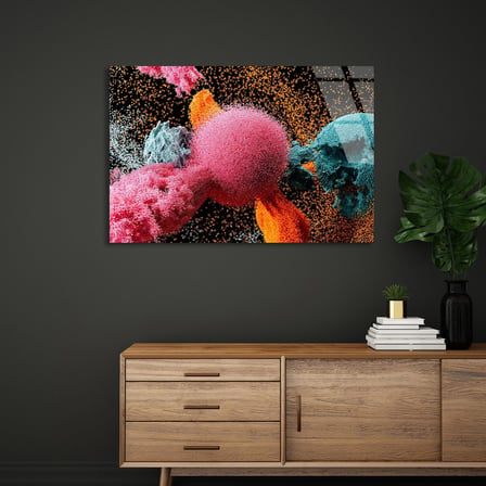 Renkli Toz Patlaması Cam Tablo 125x80 cm