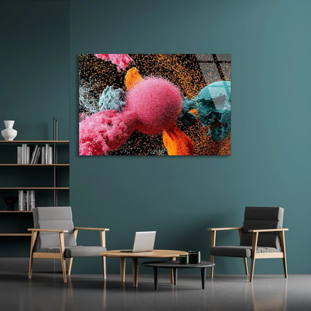 Renkli Toz Patlaması Cam Tablo 125x80 cm