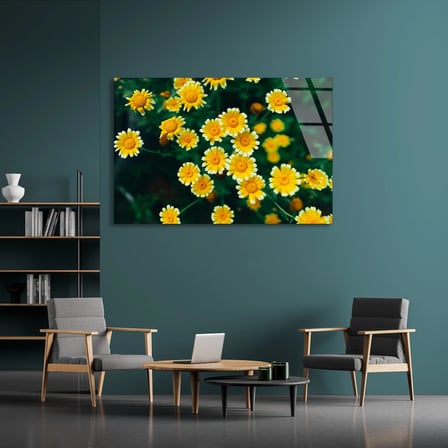 Sarı Papatyalar Cam Tablo 50x35 cm