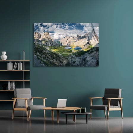 Dağ Manzarası Cam Tablo 50x35 cm