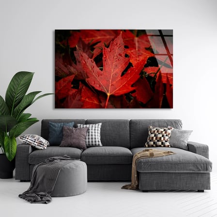 Kızıl Yapraklar Cam Tablo 50x35 cm