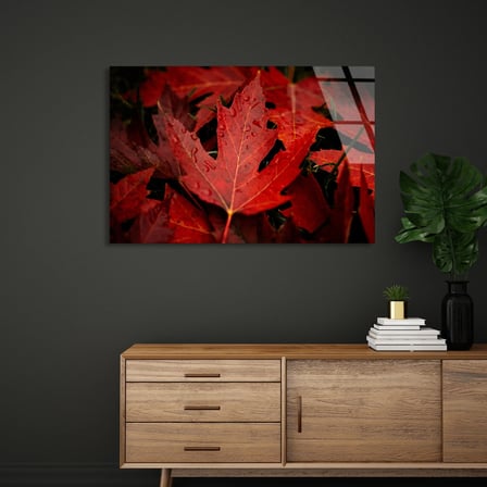 Kızıl Yapraklar Cam Tablo 50x35 cm