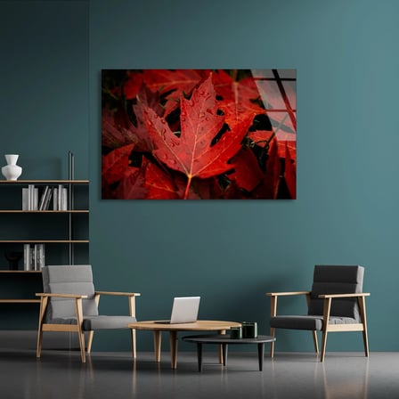 Kızıl Yapraklar Cam Tablo 50x35 cm