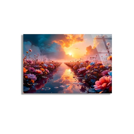 Çiçek Yolu Cam Tablo 50x35 cm