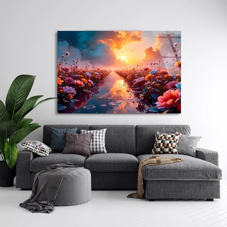 Çiçek Yolu Cam Tablo 50x35 cm
