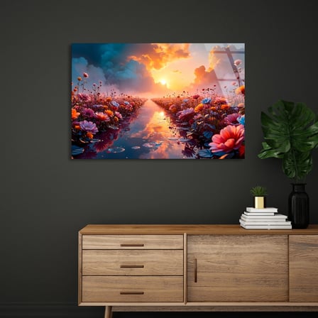 Çiçek Yolu Cam Tablo 50x35 cm