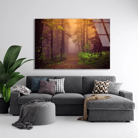 Sisli Orman Yolu Cam Tablo 50x35 cm