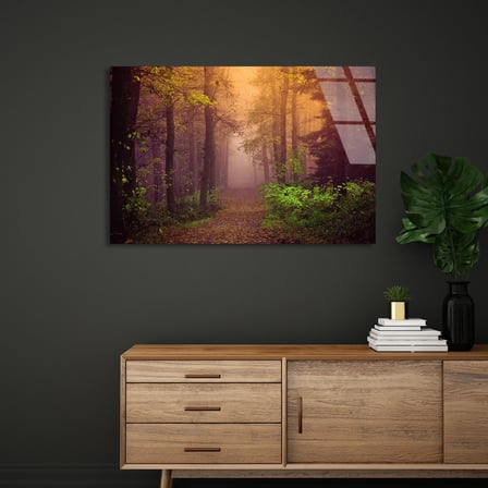 Sisli Orman Yolu Cam Tablo 50x35 cm