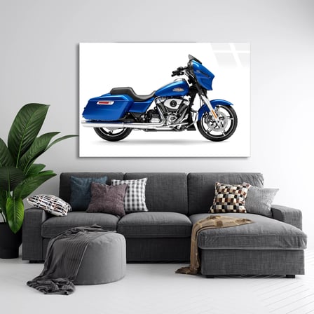 Mavi Motosiklet Cam Tablo 50x35 cm
