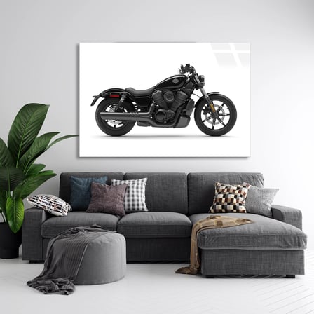 Siyah Motosiklet Cam Tablo 50x35 cm