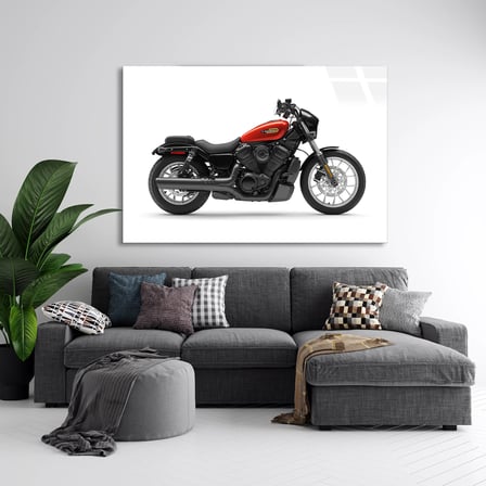 Kırmızı Motosiklet Cam Tablo 50x35 cm