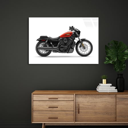 Kırmızı Motosiklet Cam Tablo 50x35 cm