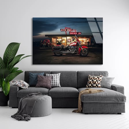 Motosiklet Drive-in Cam Tablo 50x35 cm