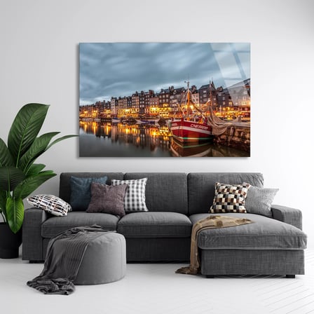 Liman Kasabası Cam Tablo 50x35 cm