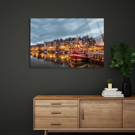 Liman Kasabası Cam Tablo 50x35 cm