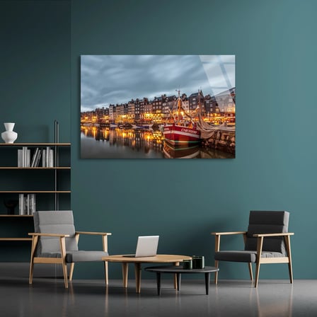Liman Kasabası Cam Tablo 50x35 cm