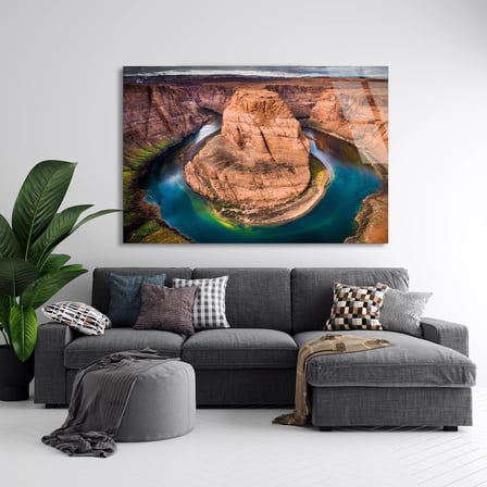 Kanyon Nehri Kıvrımı Cam Tablo 50x35 cm