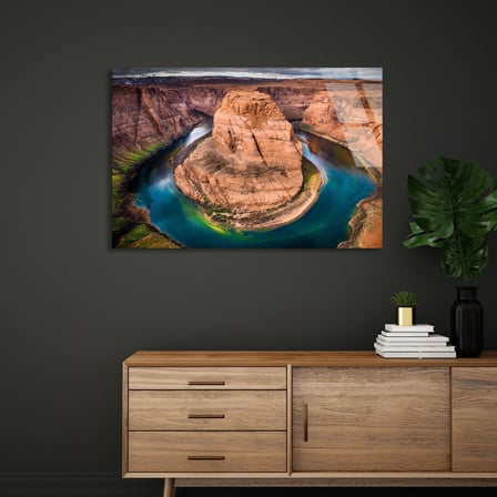 Kanyon Nehri Kıvrımı Cam Tablo 50x35 cm