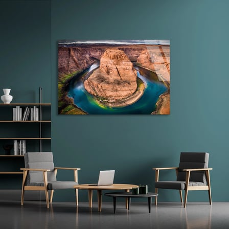 Kanyon Nehri Kıvrımı Cam Tablo 50x35 cm