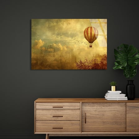Sıcak Hava Balonu Cam Tablo 125x80 cm