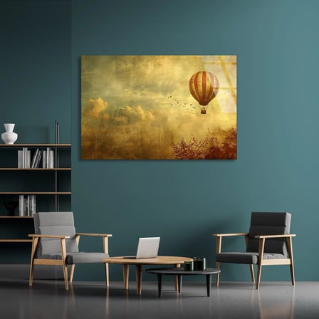 Sıcak Hava Balonu Cam Tablo 125x80 cm