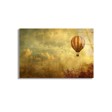 Sıcak Hava Balonu Cam Tablo 50x35 cm