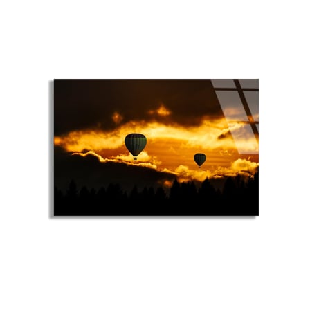 Gün Batımı Balonları Cam Tablo 50x35 cm