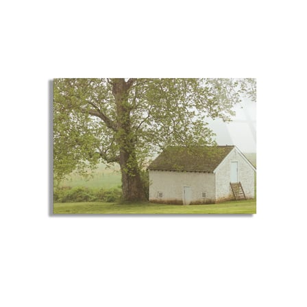 Ağaç Ve Kır Evi Cam Tablo 50x35 cm