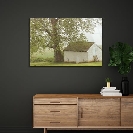Ağaç Ve Kır Evi Cam Tablo 50x35 cm