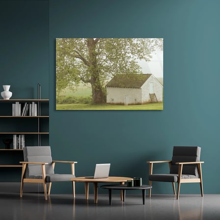 Ağaç Ve Kır Evi Cam Tablo 50x35 cm