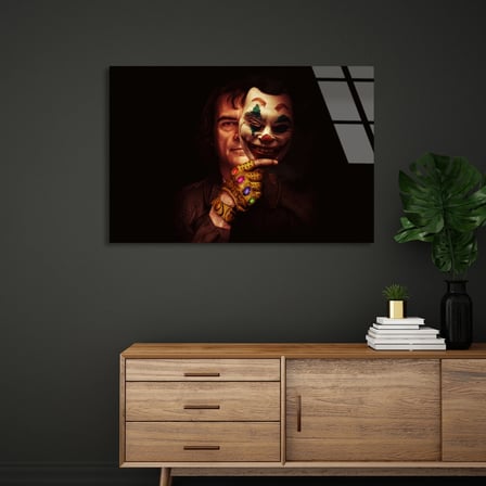 Joker Ve Eldiven Cam Tablo 50x35 cm