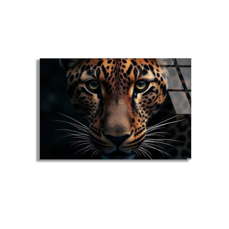 Leopar Portresi Cam Tablo 50x35 cm