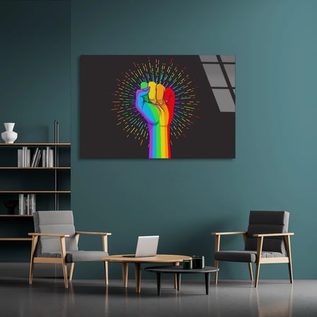 Gökkuşağı Yumruk Cam Tablo 90x60 cm