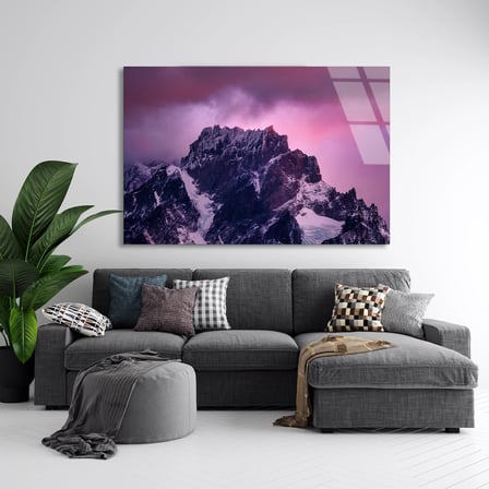 Mor Dağlar Cam Tablo 50x35 cm