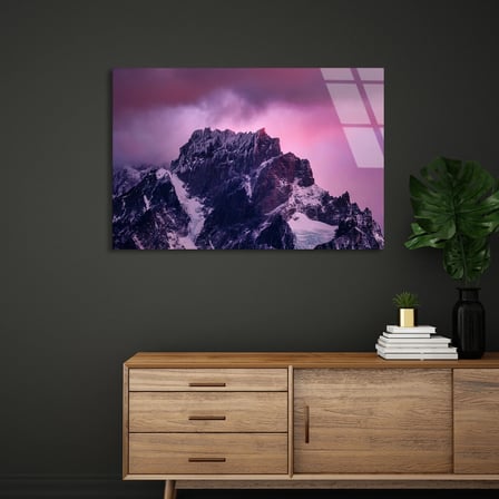 Mor Dağlar Cam Tablo 50x35 cm