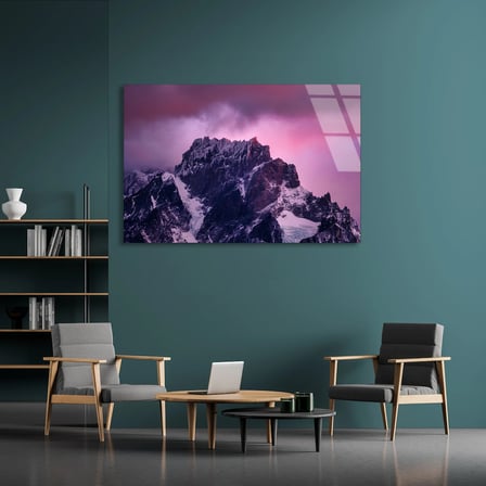 Mor Dağlar Cam Tablo 50x35 cm