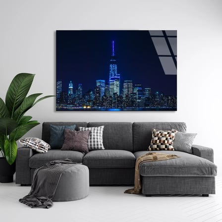 Gece Gökdelenler Cam Tablo 50x35 cm